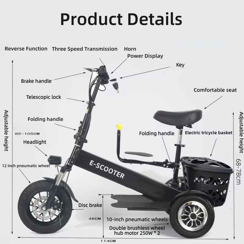 【2026】Трехколесный двухместный – обзор и цена Folding Electric Scooter