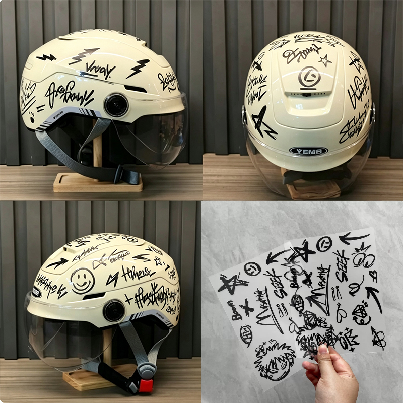 Набор из 2 наклеек в стиле пан – обзор и цена Scooter Helmet Set